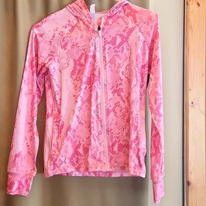Womens Medium Sports zip up lightweight jacket with hood, pink by ideology.